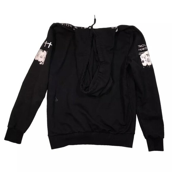 BLACK MOTORCYCLE HOODIE SZ S LIFE IS A JOKE NO TRESPASSING 11 PARIS NEW WAVE - Picture 4 of 4
